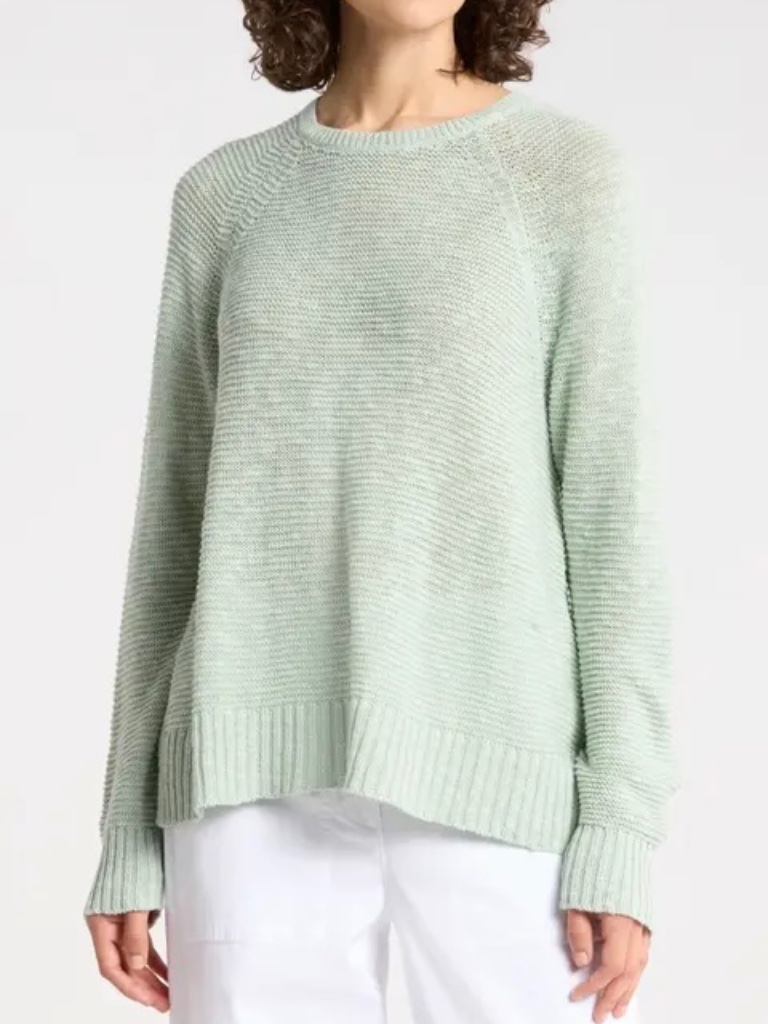Eileen Fisher New With Tags Raglan Sleeve Organic Linen & Cotton Sweater